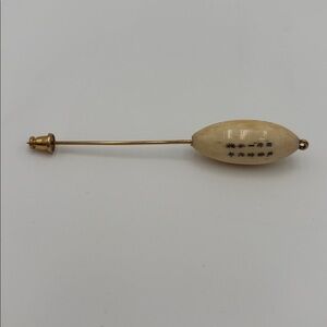 Vintage Chinese Carved Bone Stick Pin with Inscribed Calligraphy